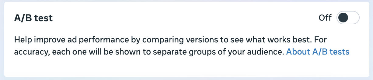 Facebook A/B test toggle in collapsed state